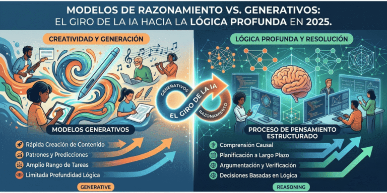 Modelos de Razonamiento vs. Generativos: El giro de la IA hacia la lógica profunda en 2025.