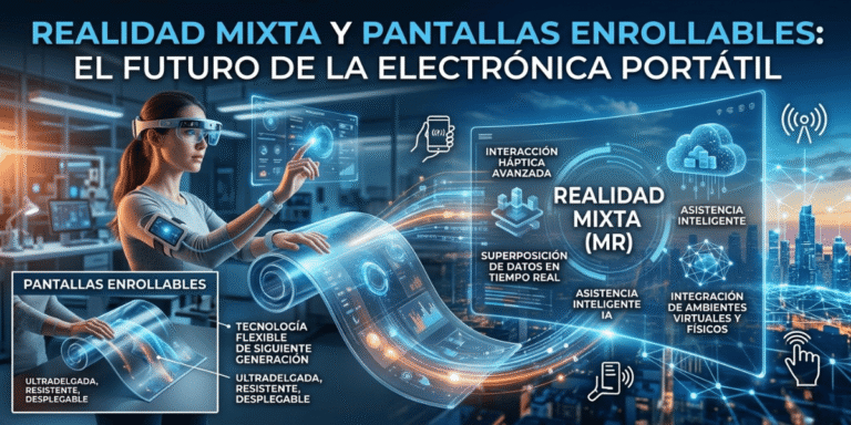 Realidad mixta y pantallas enrollables: El futuro de la electrónica portátil.