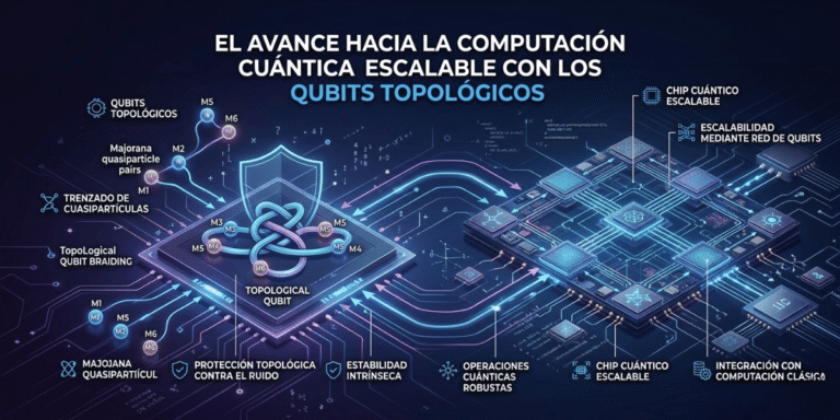 El avance hacia la computación cuántica escalable con los qubits topológicos.