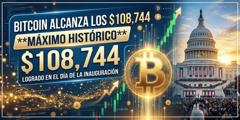 Bitcoin alcanza los $108,744: Máximo Histórico en el Día de la Inauguración.