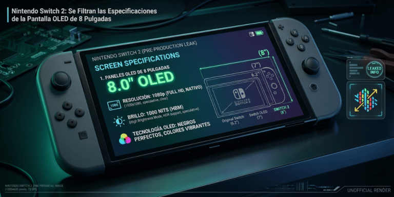 Nintendo Switch 2: Se Filtran las Especificaciones de la Pantalla OLED de 8 Pulgadas.