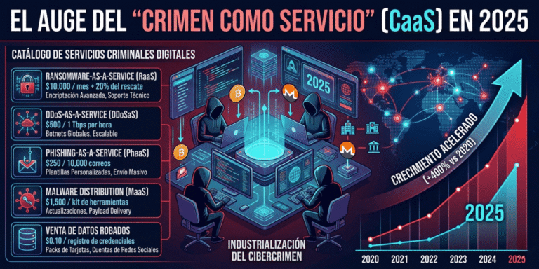 El Auge del «Crimen como Servicio» (CaaS) en 2025.