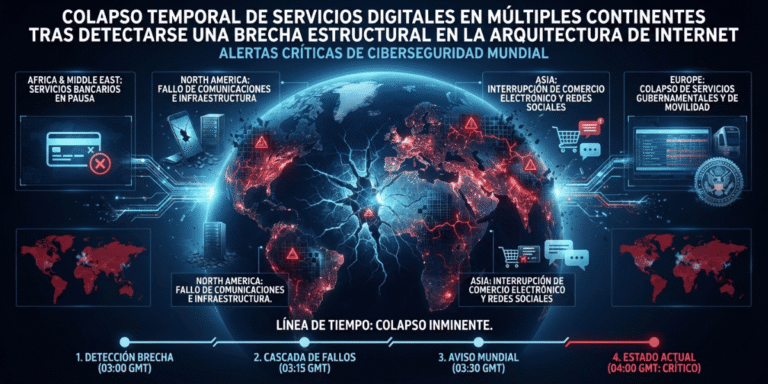 Colapso Temporal de Servicios Digitales en Múltiples Continentes tras Detectarse una Brecha Estructural en la Arquitectura de Internet.