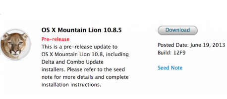 Apple Lanza Primer Beta de OS X 10.8.5 Lion Mountain para Desarrolladores