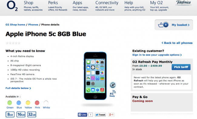 #Apple Lanza la Versión de 8GB de su iPhone 5c y Trae de Nuevo el iPad de Cuarta Generación